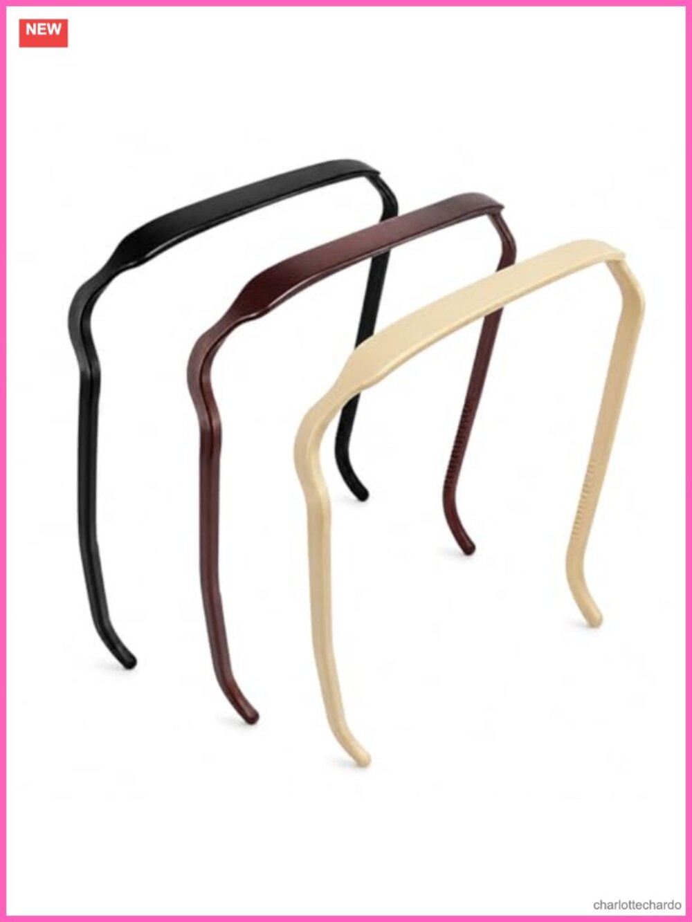 Square Invisible Headband for Curly Thick Hair 3 Pack Large Plastic